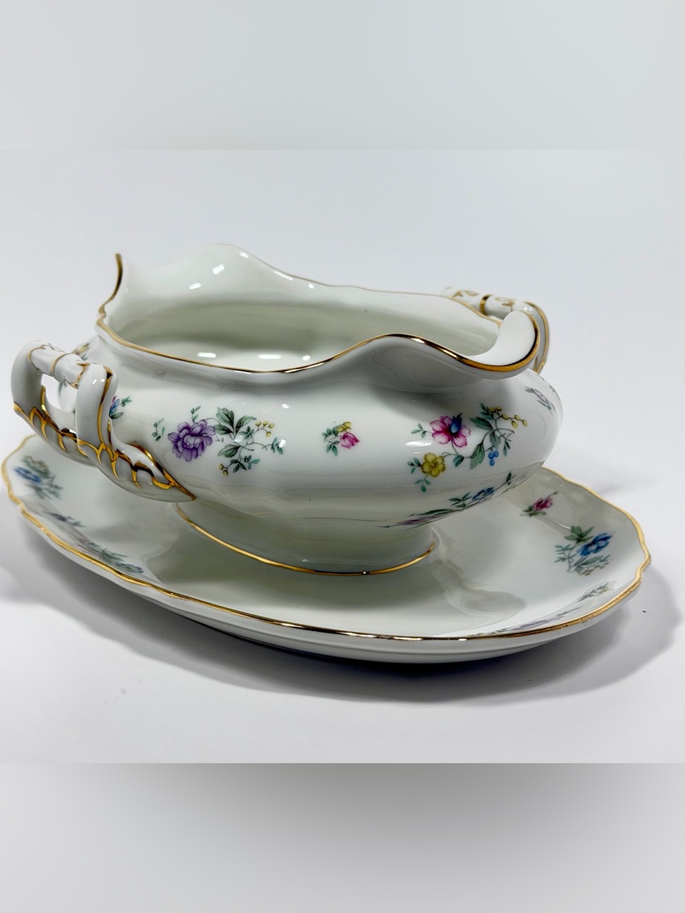 Franconia Krautheim Millefleurs Gravy Boat Underplate Bavaria Germany